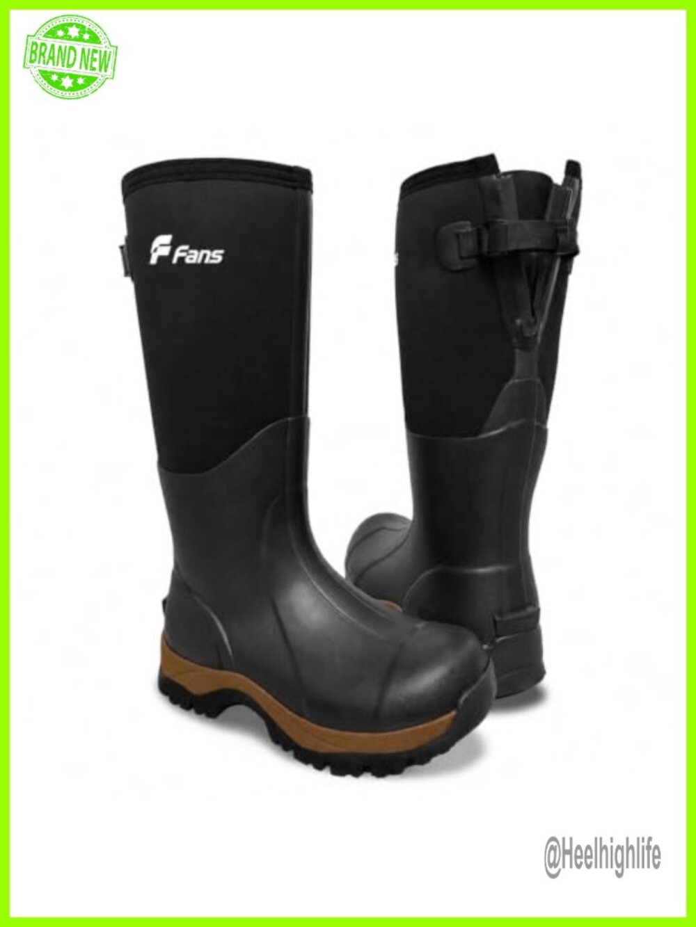 8 Fans Waterproof Rubber Neoprene Rain Boots for Men Women, 6mm Adjustable Calf